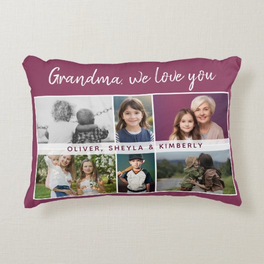 おばあちゃん私たちはあなたを愛する孫6 Photo Collage アクセントクッション (正面)