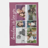 おばあちゃん私たちはあなたを愛する孫6 Photo Collage キッチンタオル (縦)