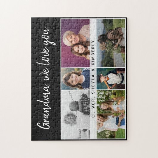 おばあちゃん私たちはあなたを愛する孫6 Photo Collage ジグソーパズル (縦)