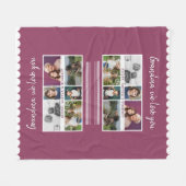 おばあちゃん私たちはあなたを愛する孫6 Photo Collage フリースブランケット (正面(横))