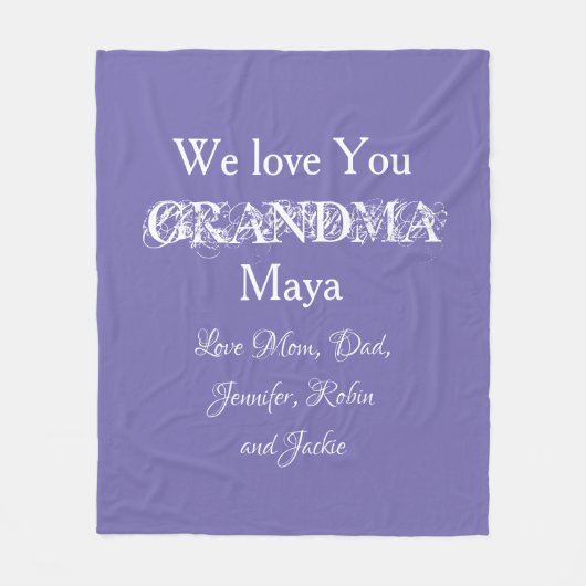 おばあちゃん私たちは愛カスタムする家族の名前かわいい鳩 フリースブランケット (正面)