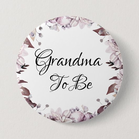 おばあちゃん秋エレガント紫の花 缶バッジ (正面)