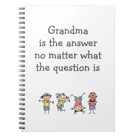 おばあちゃん答えおもしろいキッズ引用文 ノートブック (正面)