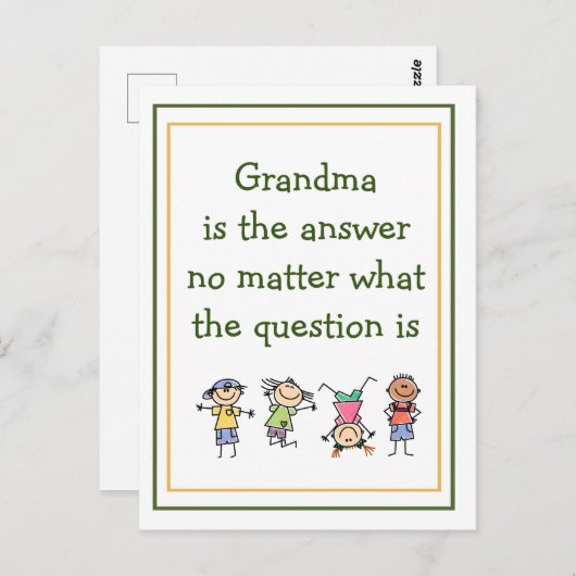 おばあちゃん答えおもしろいキッズ引用文 ポストカード (正面/裏面)