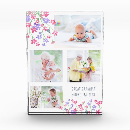 おばあちゃん素晴らしあなたはザ最高のピンクDitsyフローラ フォトブロック (正面)