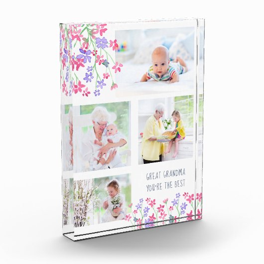 おばあちゃん素晴らしあなたはザ最高のピンクDitsyフローラ フォトブロック (左)