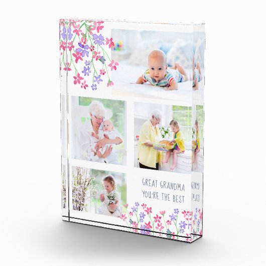 おばあちゃん素晴らしあなたはザ最高のピンクDitsyフローラ フォトブロック (右)
