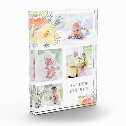 おばあちゃん素晴らしあなたはザ最高のピーチイエローフローラ フォトブロック (左)
