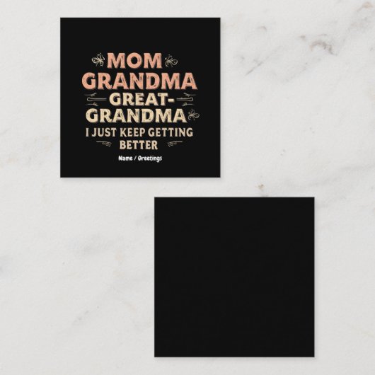 おばあちゃん素晴らしおばあちゃん保よくなってきた スクエア名刺 (正面/裏面)