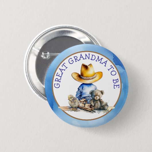 おばあちゃん素晴らしが小さなカウボーイになること |赤ちゃんシャワー 缶バッジ (正面&裏面)