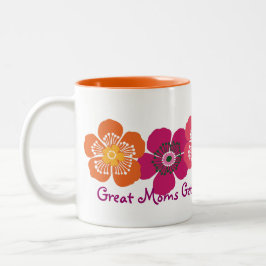 おばあちゃん素晴らしに昇進するママ – オレンジピンク ツートーンマグカップ