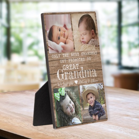 おばあちゃん素晴らしに4フォトコラージュ木材に昇格 フォトプラーク