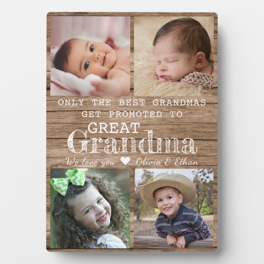 おばあちゃん素晴らしに4フォトコラージュ木材に昇格 フォトプラーク (正面)