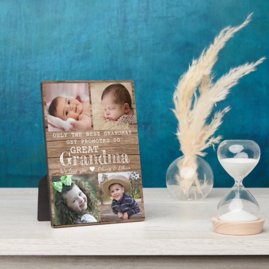 おばあちゃん素晴らしに4フォトコラージュ木材に昇格 フォトプラーク (側面)