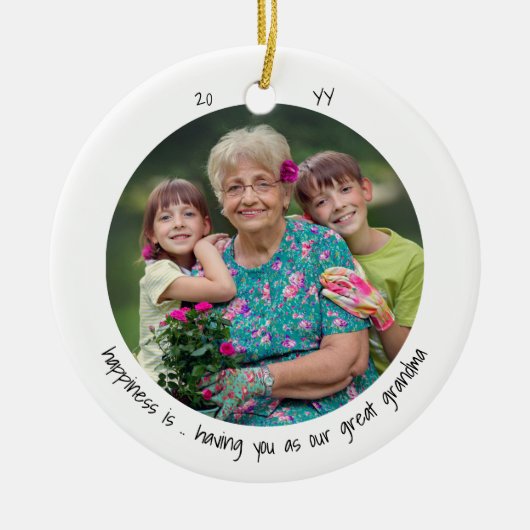 おばあちゃん素晴らしの写真の幸せが可愛いミニマル主義 セラミックオーナメント (正面)