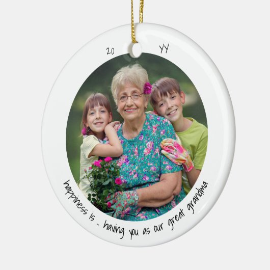 おばあちゃん素晴らしの写真の幸せが可愛いミニマル主義 セラミックオーナメント (左)