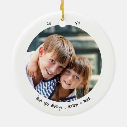 おばあちゃん素晴らしの写真の幸せが可愛いミニマル主義 セラミックオーナメント (裏面)