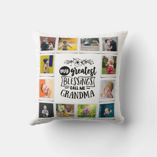 おばあちゃん素晴らしの写真コラージュ クッション (裏面)