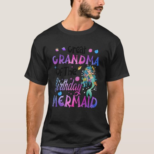 おばあちゃん素晴らしの誕生日マーメイドテーマ Tシャツ (正面)