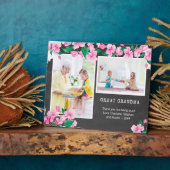 おばあちゃん素晴らしの黒板とさくらんぼの花の写真 フォトプラーク (側面)