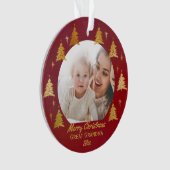 おばあちゃん素晴らしクリスマスフォトレッドと金ゴールド オーナメント (正面)