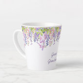 おばあちゃん素晴らしパープルウィステリア水の色フローラ カフェラテマグ (左アングル)