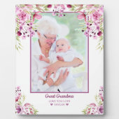 おばあちゃん素晴らしピンクと紫のフローラオーバーレイフォト フォトプラーク (正面)