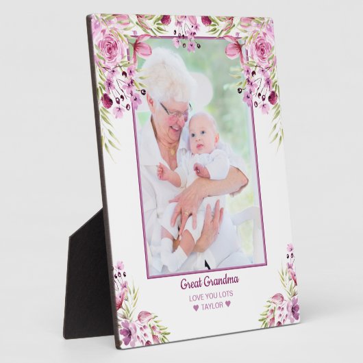 おばあちゃん素晴らしピンクと紫のフローラオーバーレイフォト フォトプラーク (側面)