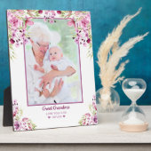 おばあちゃん素晴らしピンクと紫のフローラオーバーレイフォト フォトプラーク (側面)