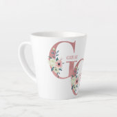 おばあちゃん素晴らしピンクグリッターフラワーレター カフェラテマグ (左アングル)