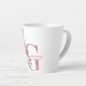 おばあちゃん素晴らしピンクグリッターフラワーレター カフェラテマグ (右アングル)