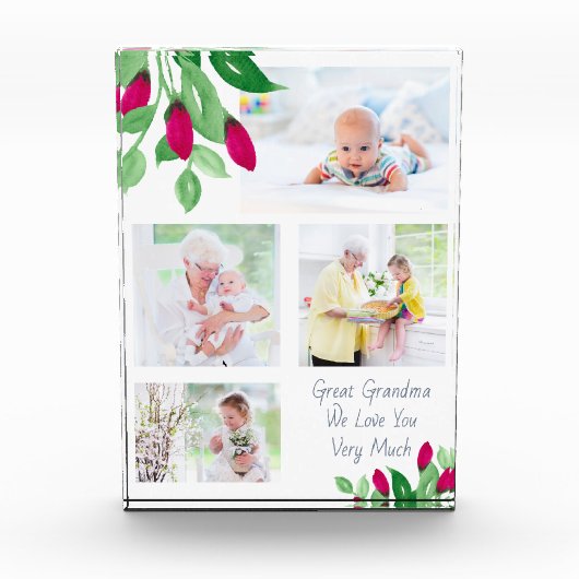 おばあちゃん素晴らしピンクローズバッド4写真 フォトブロック (正面)