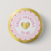 おばあちゃん素晴らしピンク&金ゴールドベビーシャワーボタン 缶バッジ (正面)