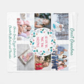 おばあちゃん素晴らしフォトコラージュウィンターウッドランド フリースブランケット (正面(横))