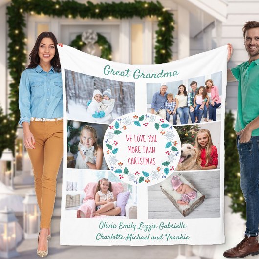 おばあちゃん素晴らしフォトコラージュウィンターウッドランド フリースブランケット
