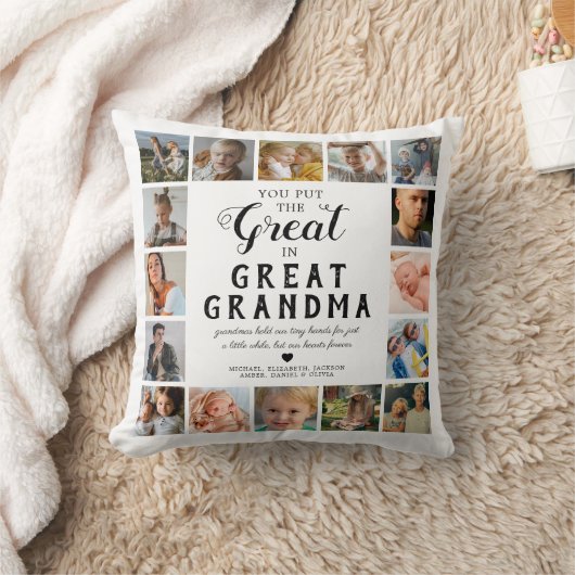 おばあちゃん素晴らしフォトコラージュ クッション (ブランケット)