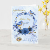 おばあちゃん素晴らしブルーバードの母の日 カード (黄色い花)