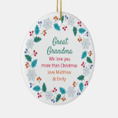 おばあちゃん素晴らし写真とウッドランドスノーフレークリース セラミックオーナメント (右)