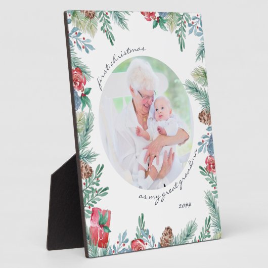 おばあちゃん素晴らし初めてのクリスマスベビー写真プラーク フォトプラーク (側面)