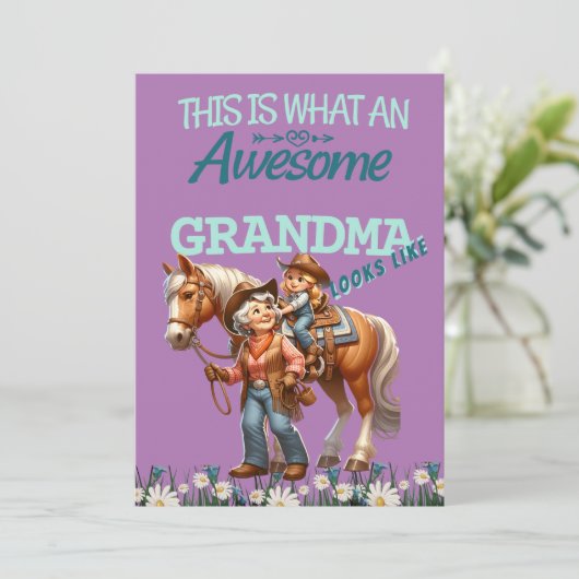 おばあちゃん素晴らし女性のカーボーイ母の日パーソナライズされた カード (スタンド正面)