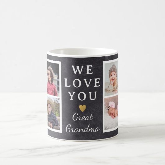 おばあちゃん素晴らし孫4フォトコラージュ コーヒーマグカップ (中央)