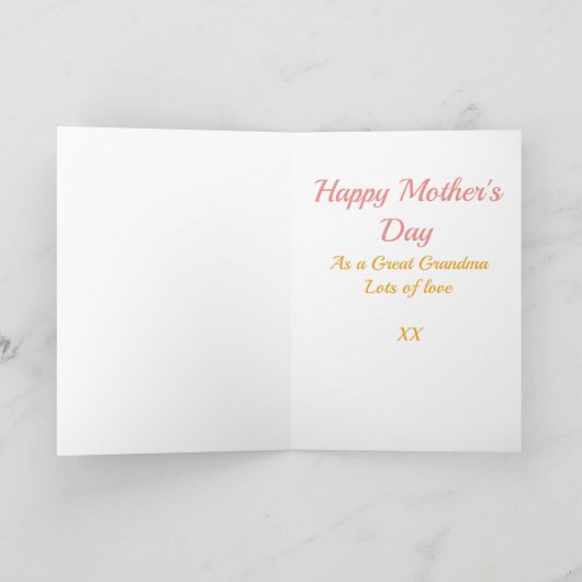 おばあちゃん素晴らし母の日ペンギンピンクカード カード (内部)