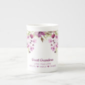 おばあちゃん素晴らし水彩桃色の花 ボーンチャイナマグカップ (正面)
