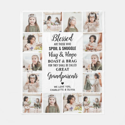 おばあちゃん素晴らし詩パーソナライズされた写真コラージュ フリースブランケット (正面)