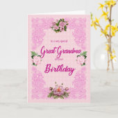 おばあちゃん素晴らし誕生日とピンクローズカード カード (黄色い花)