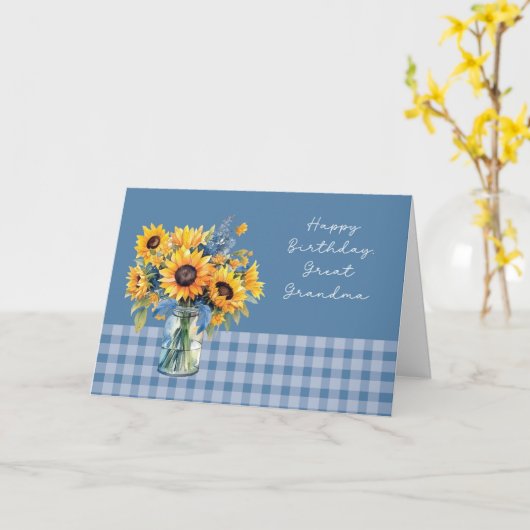 おばあちゃん素晴らし誕生日ヒマワリinメイソンジャー カード (黄色い花)