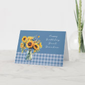 おばあちゃん素晴らし誕生日ヒマワリinメイソンジャー カード (正面)