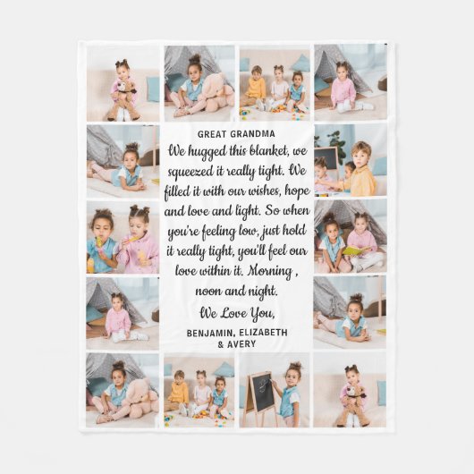 おばあちゃん素晴らし14パーソナライズされたフォトコラージュ フリースブランケット (正面)