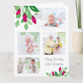 おばあちゃん素晴らし4フォトディティピンクローズブド誕生日 カード (正面)