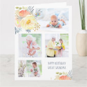 おばあちゃん素晴らし4フォトピーチイエローフローラ誕生日 カード (正面)